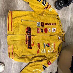 BoohooMAN Yellow Moto Racing Jacket